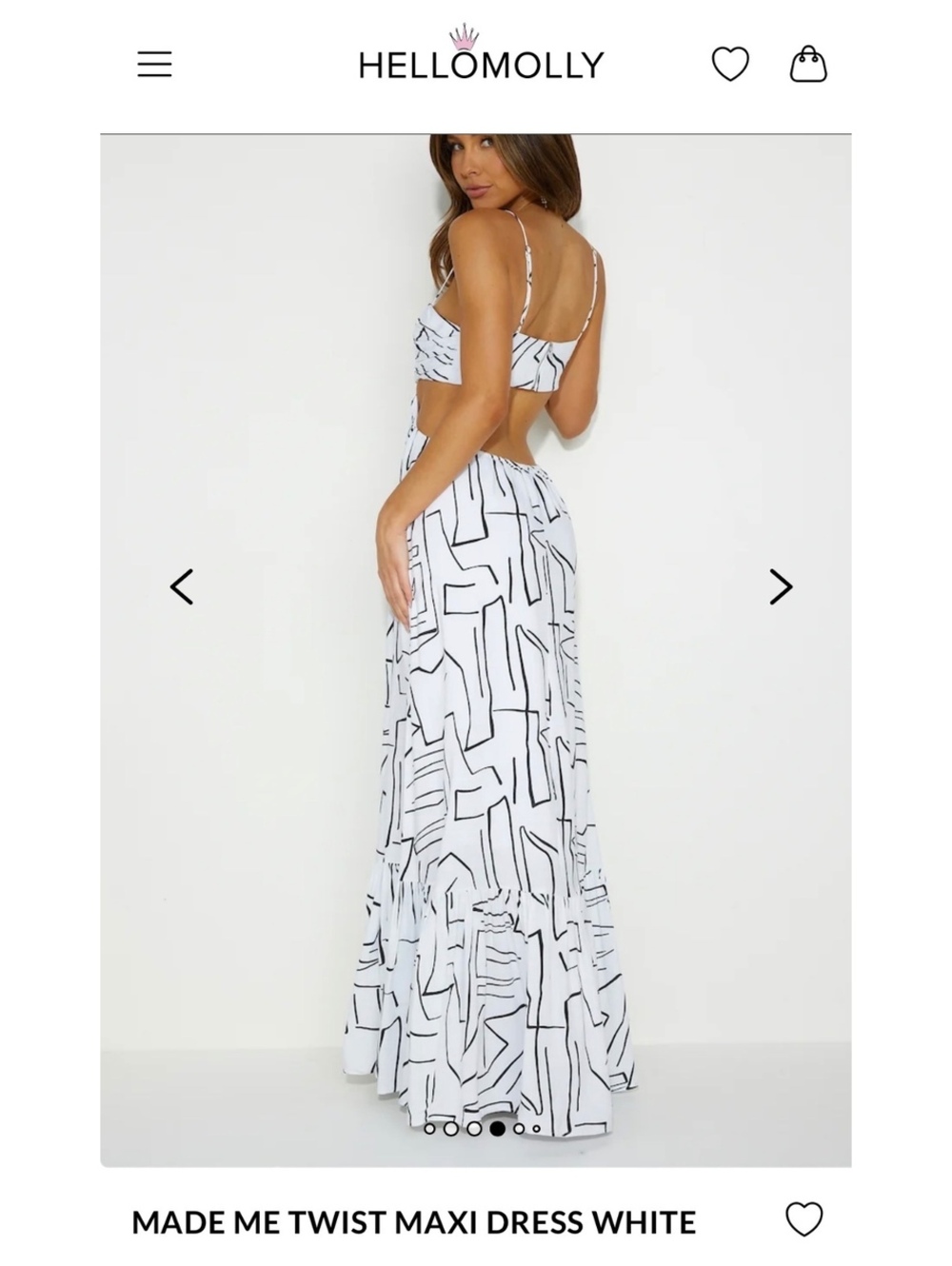 Hello Molly Made Me Twist Maxi Dress White Abstract Side Cutout Size S US 4 - Picture 2 of 9